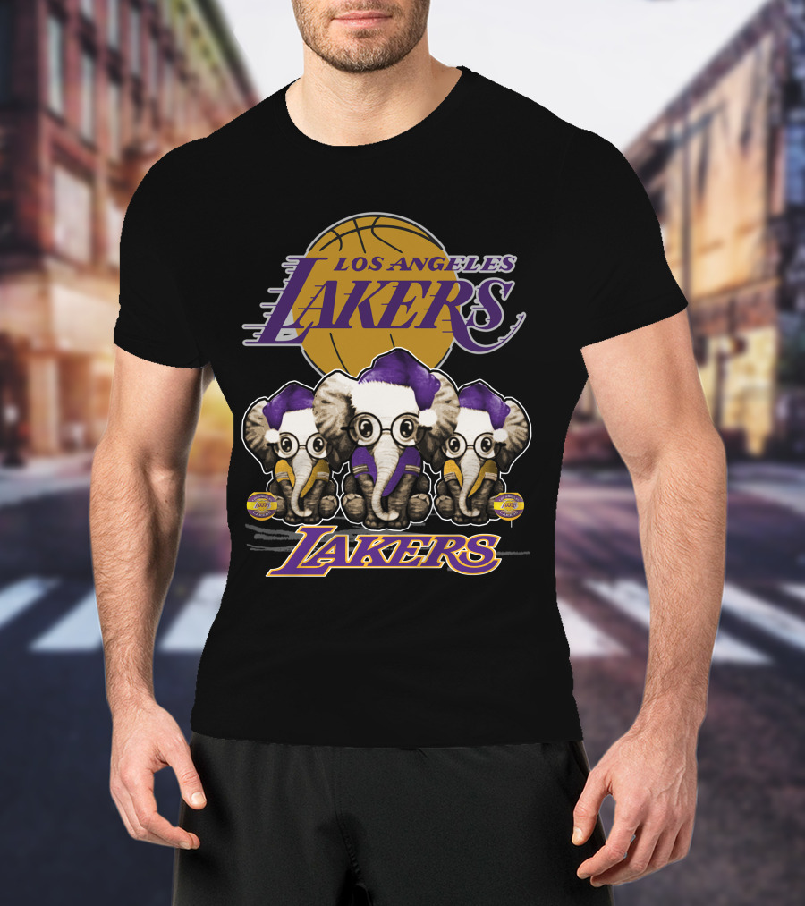 Los Angeles Lakers Xmas Elephants Basketball T-Shirt