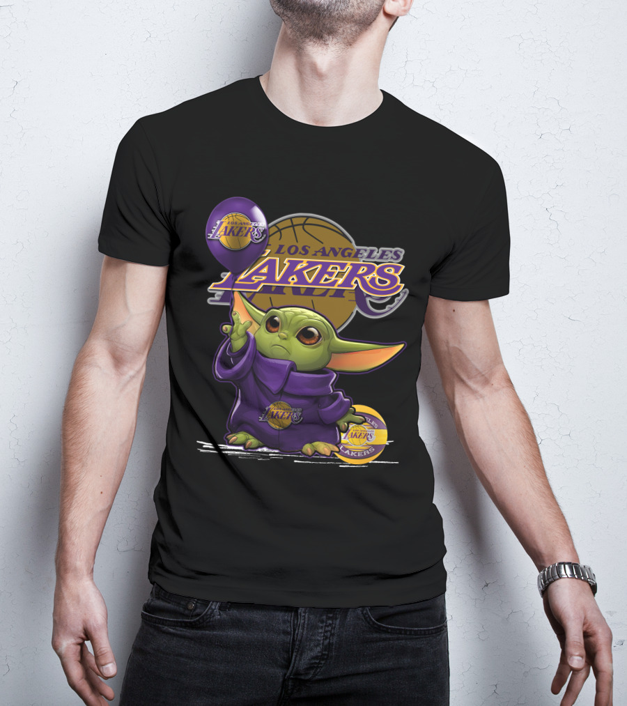 Yoda Los Angeles Lakers Basketball Logo Baby Alien T-Shirt