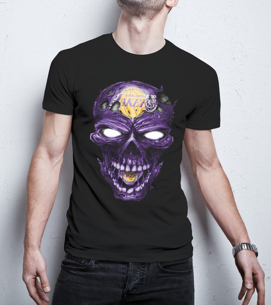 Skull Los Angeles Lakers Purple Basketball T-Shirt