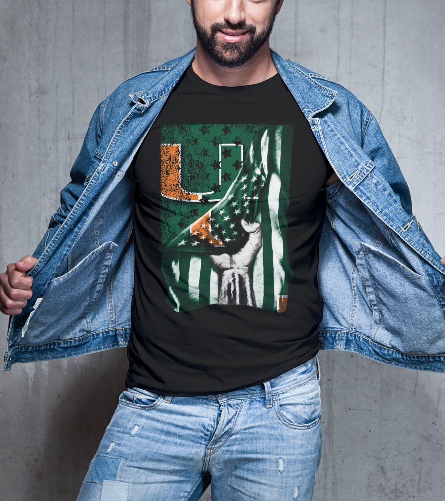 Miami Hurricanes U Flag Stars And Stripes Fist T-Shirt
