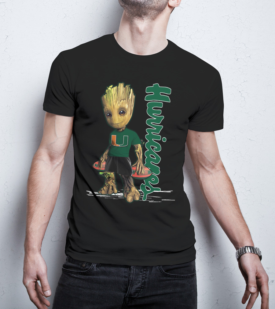 Groot Holding Football Miami Hurricanes U T-Shirt