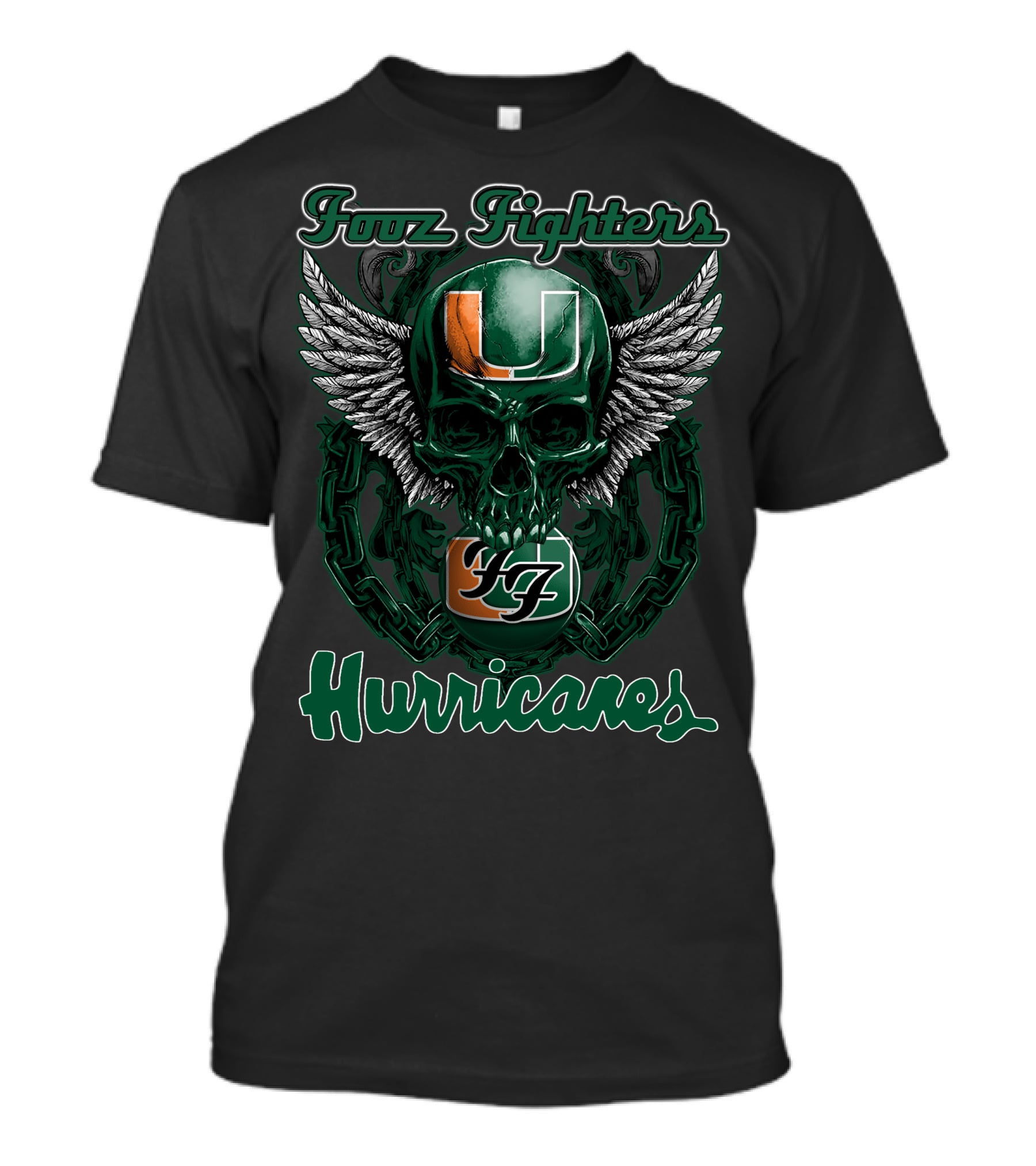 Four Fighters Miami Hurricanes U Icon Winged Skull Ff T-Shirt