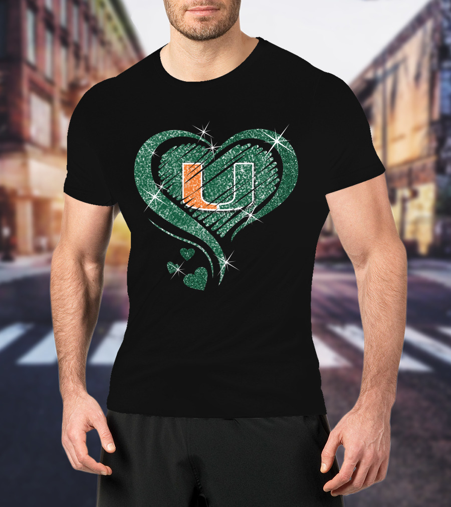 Heart Diamond Miami Hurricanes U T-Shirt