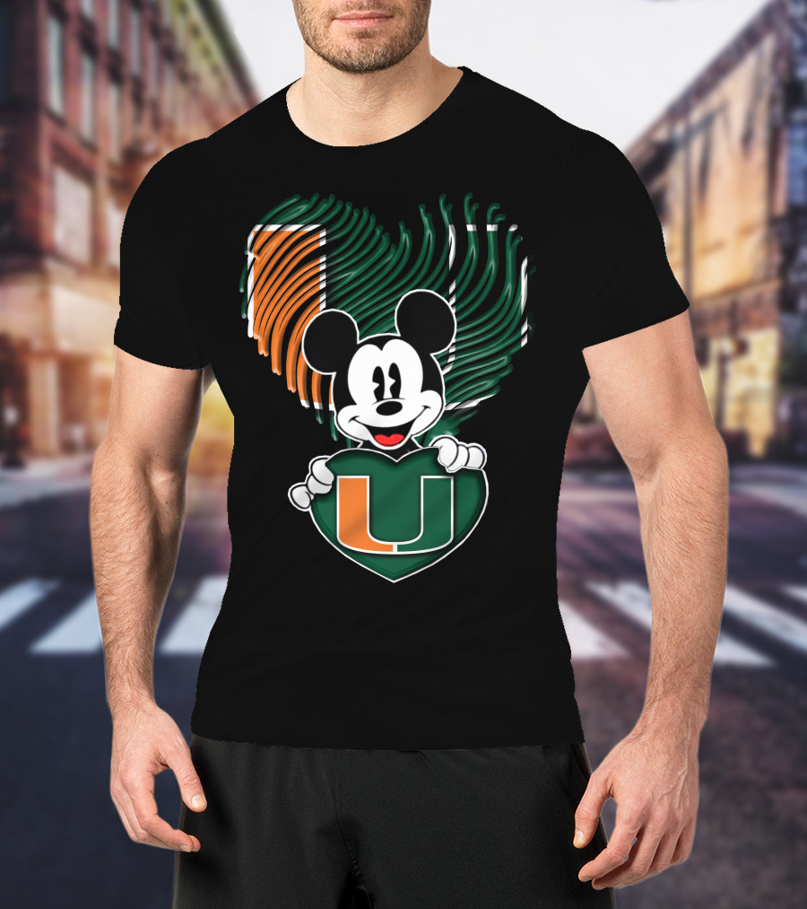 Mickey Mouse Miami Hurricanes Heart U T-Shirt