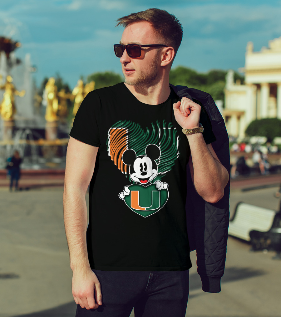 Mickey Mouse Miami Hurricanes Heart U T-Shirt