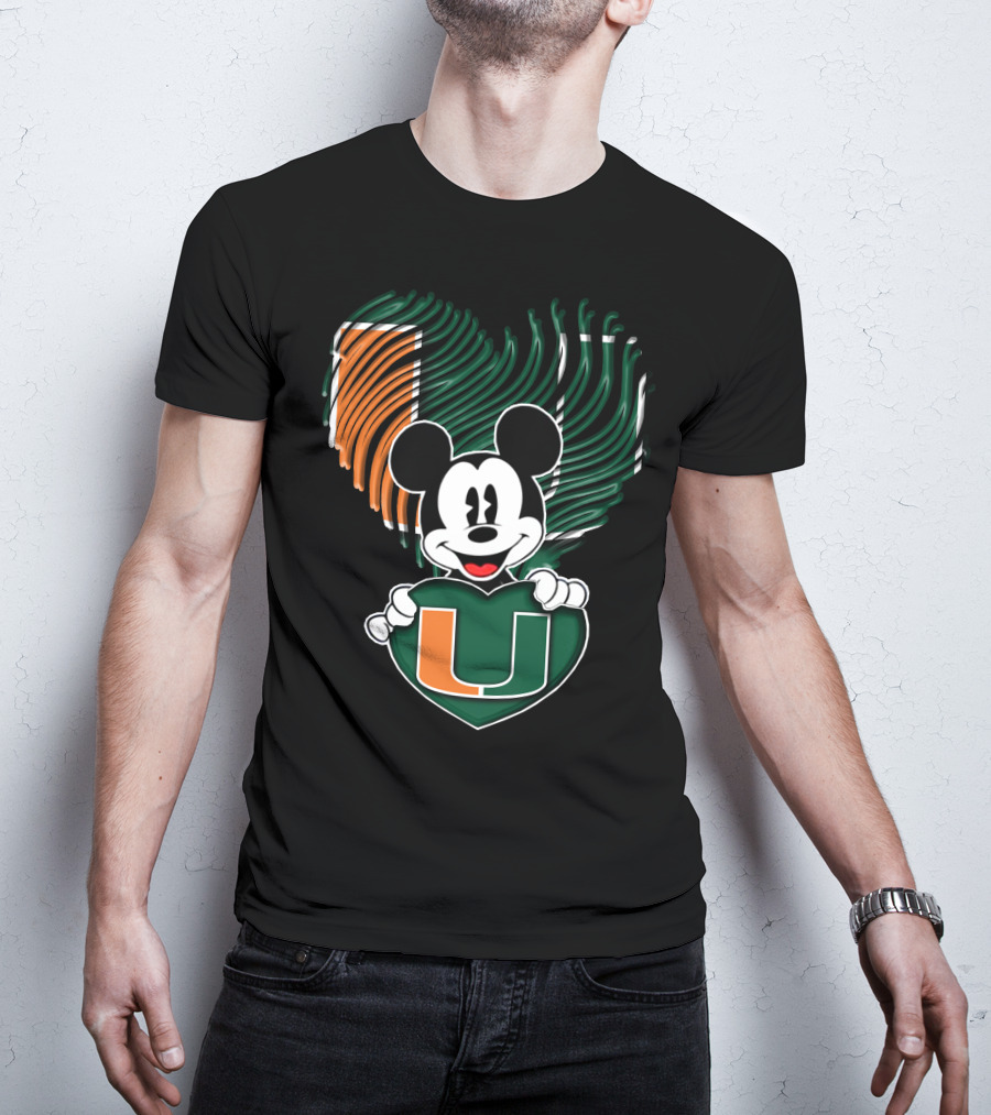 Mickey Mouse Miami Hurricanes Heart U T-Shirt