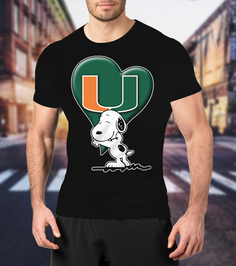 Snoop V1 Miami Hurricanes U Logo Heart Hug T-Shirt