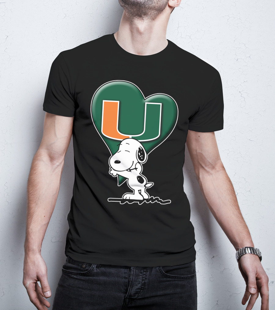 Snoop V1 Miami Hurricanes U Logo Heart Hug T-Shirt
