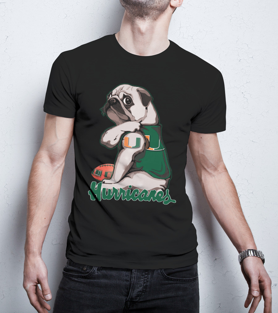 Pug Miami Hurricanes Football U T-Shirt