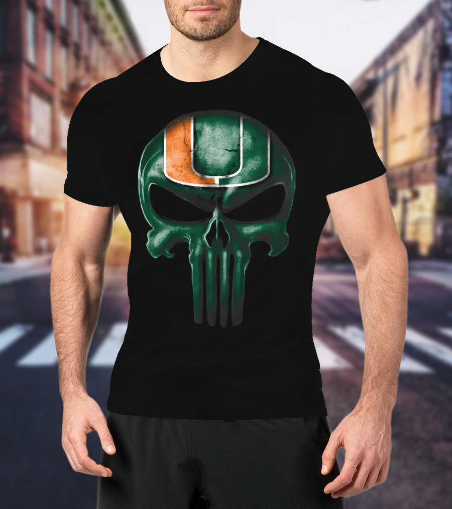 Miami Hurricanes Skull Punisher T-Shirt