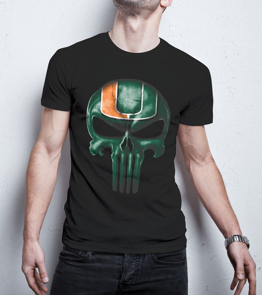 Miami Hurricanes Skull Punisher T-Shirt