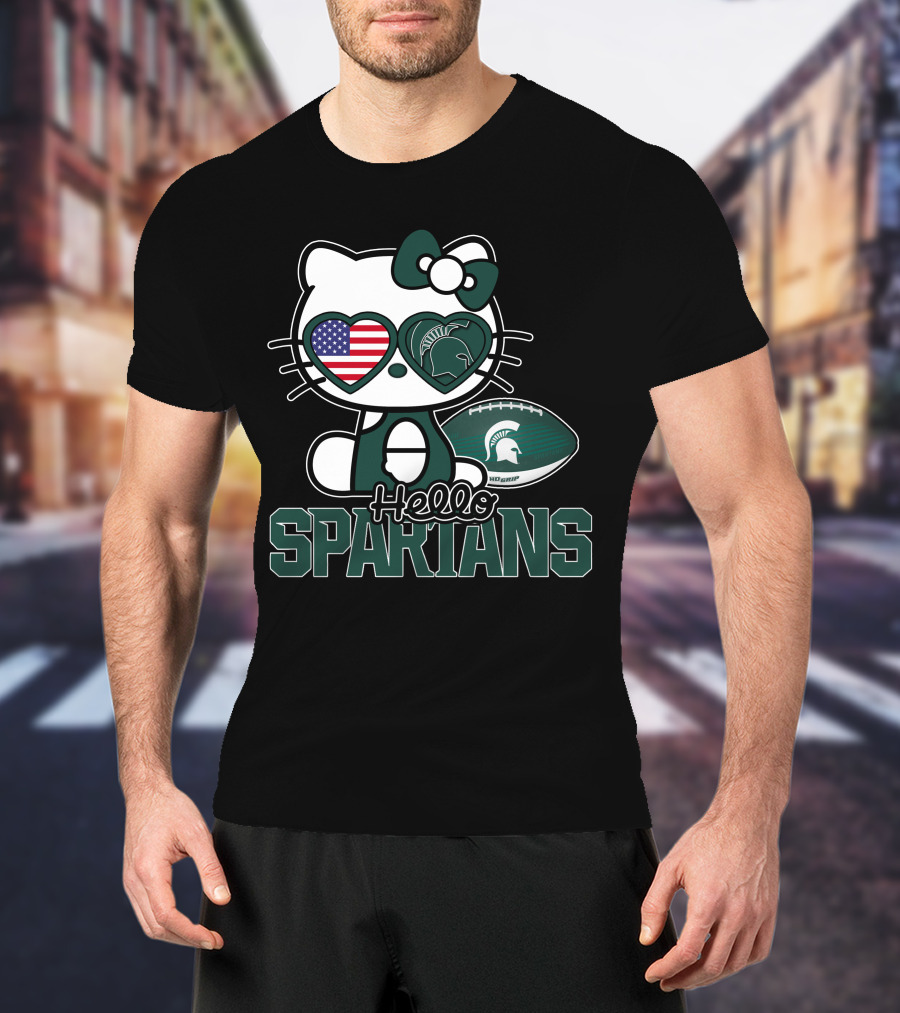 Hello Kitty Michigan State Spartans USA Football T-Shirt