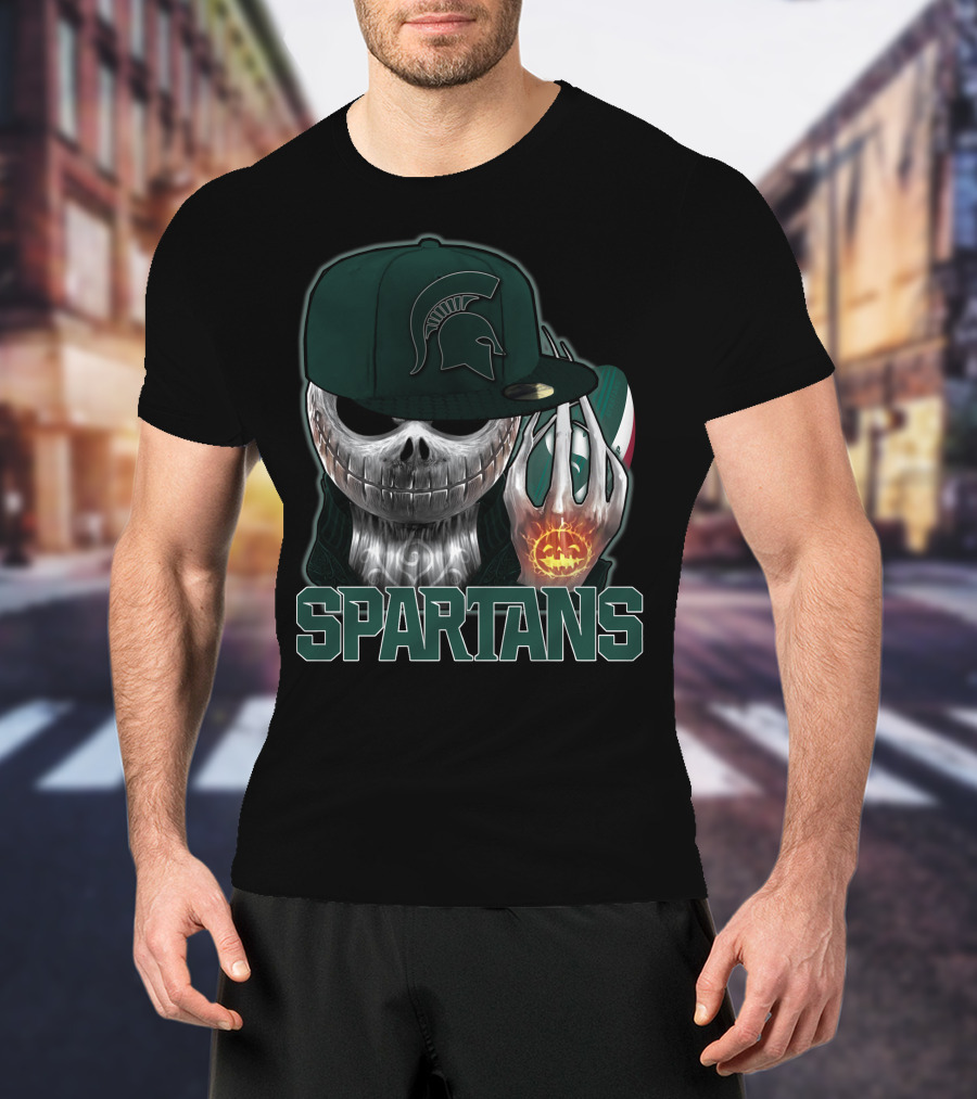 Jackskull Michigan State Spartans Halloween Pumpkin Skull T-Shirt