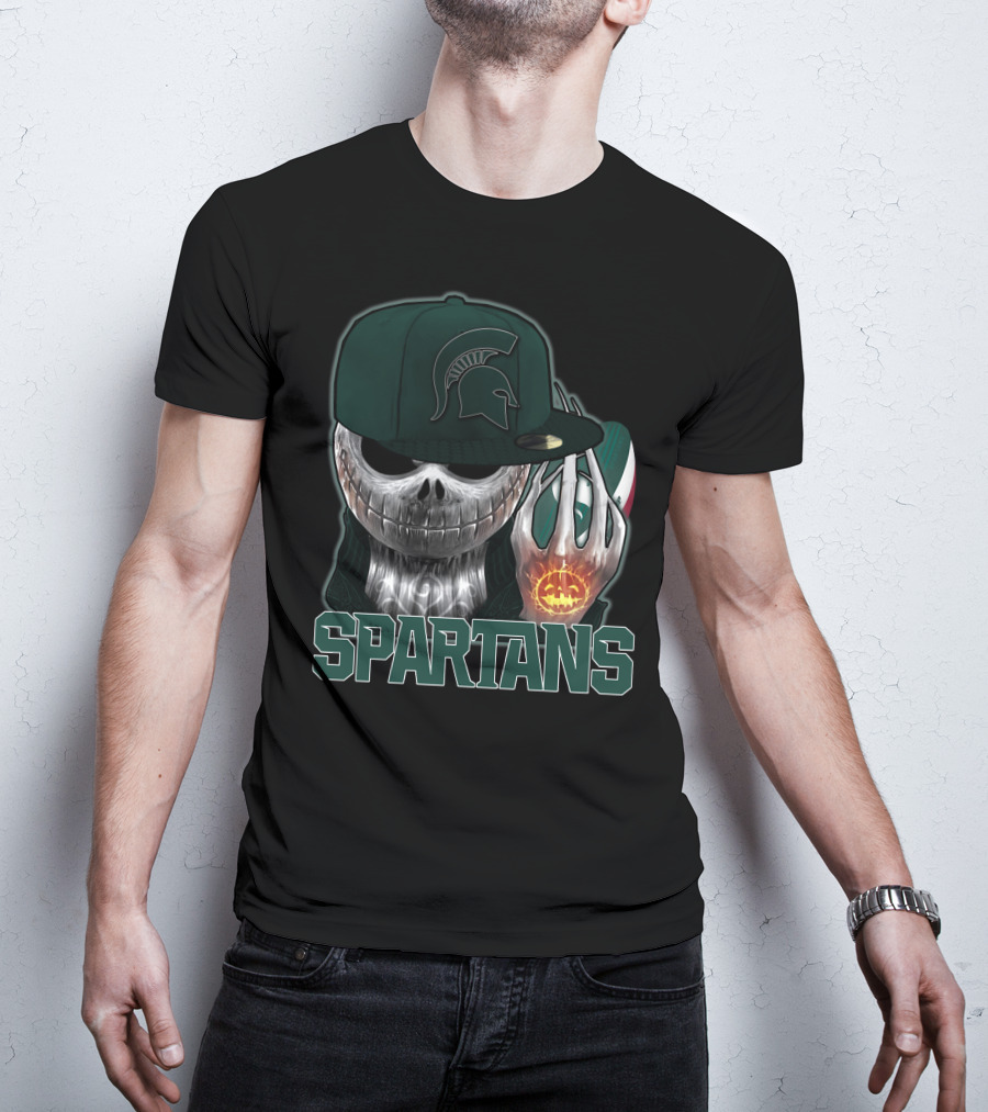 Jackskull Michigan State Spartans Halloween Pumpkin Skull T-Shirt