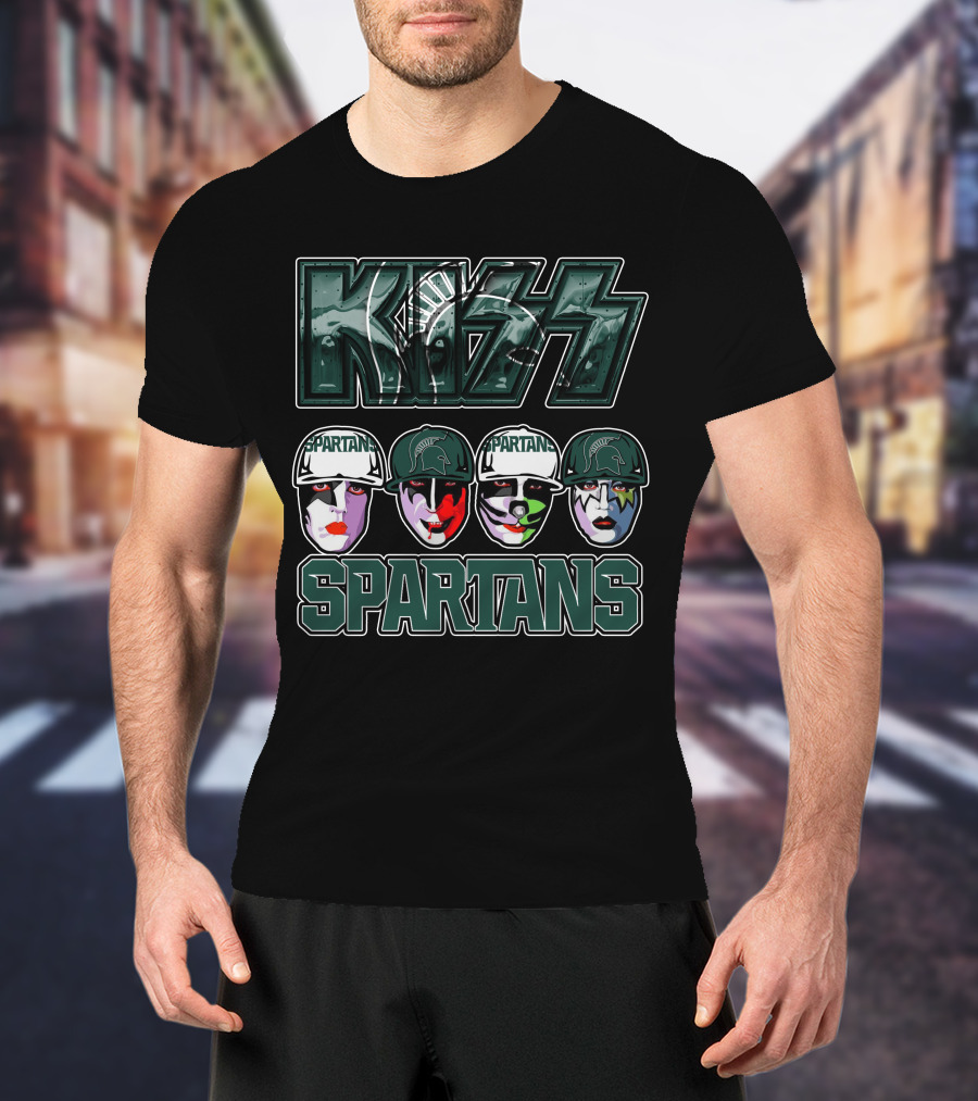 KISS Michigan State Spartans Band Face Makeup Fan Mashup T-Shirt