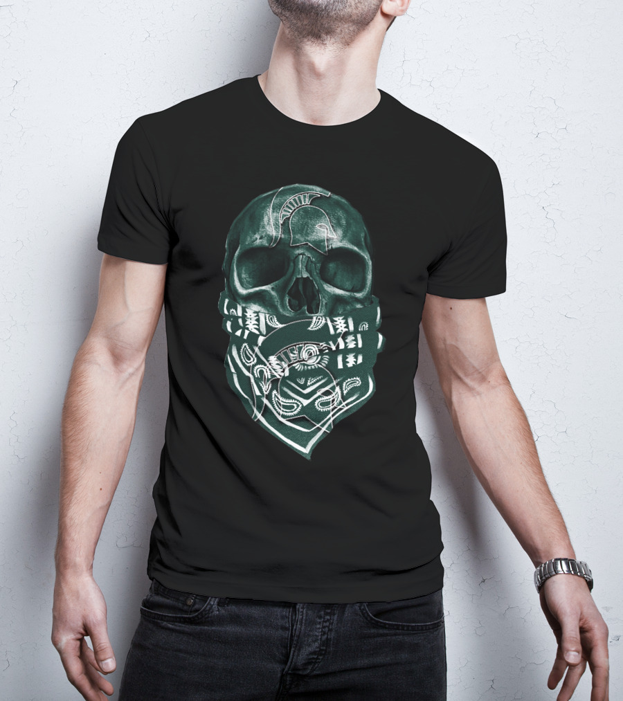 Skull Michigan State Spartans Bandana Style Spartan T-Shirt