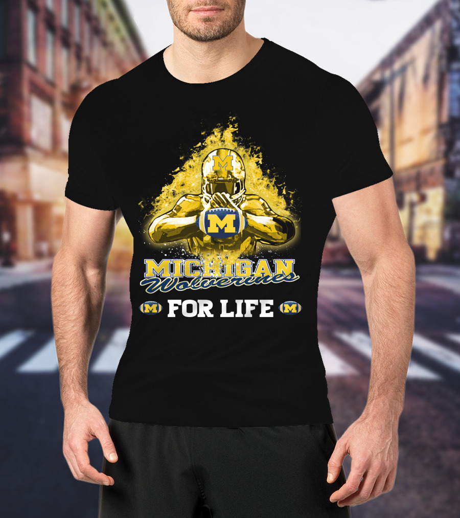 Michigan Wolverines For Life Football Explosion M T-Shirt