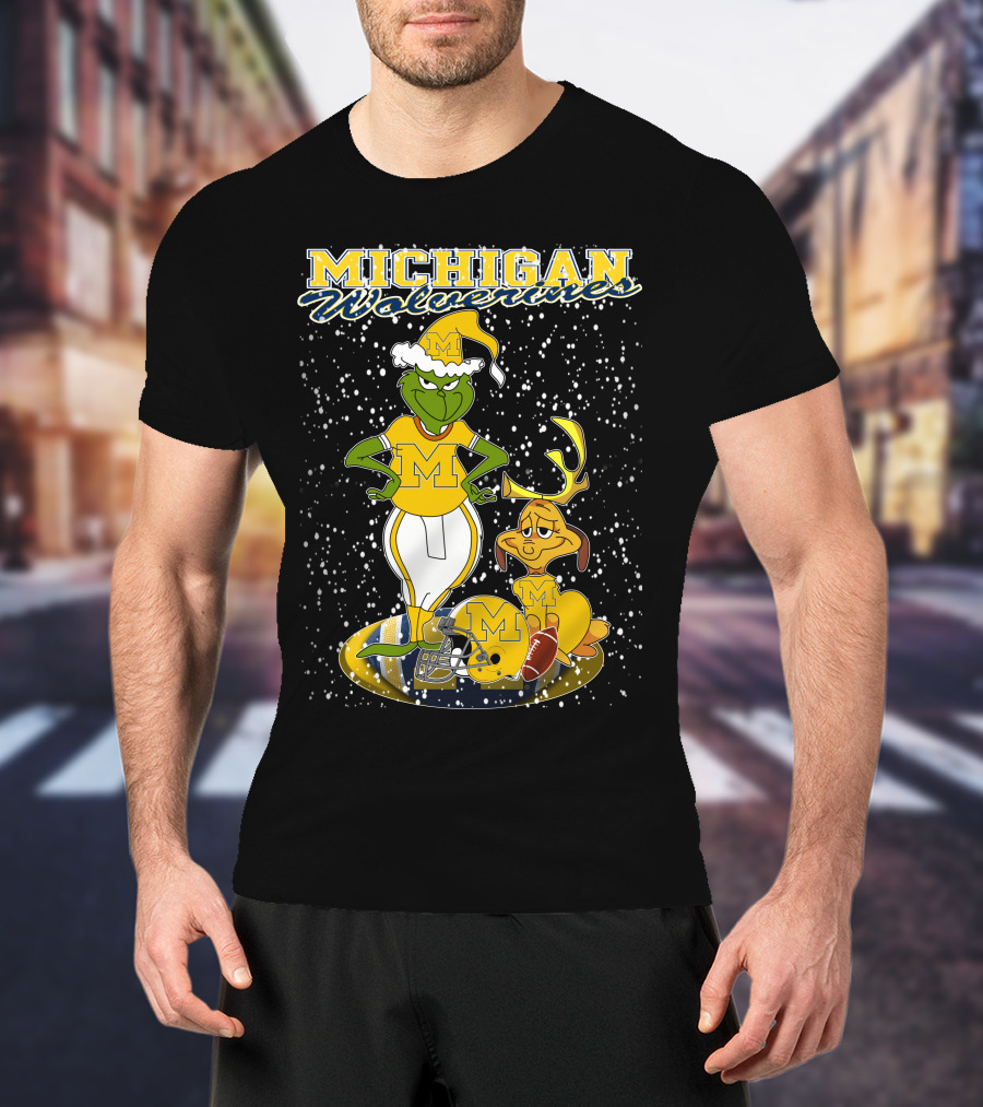 Michigan Wolverines Grinchxmas Holiday Football T-Shirt