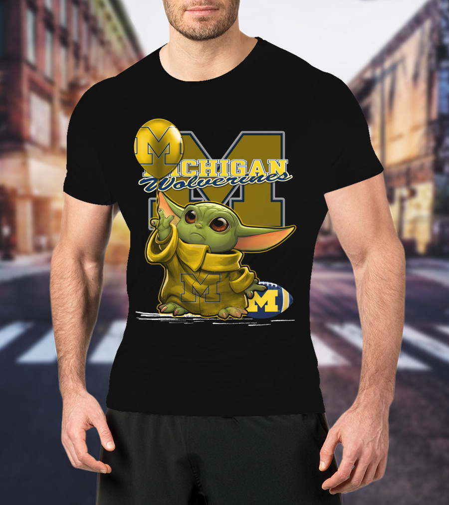 Yoda Michigan Wolverines Football Balloon T-Shirt