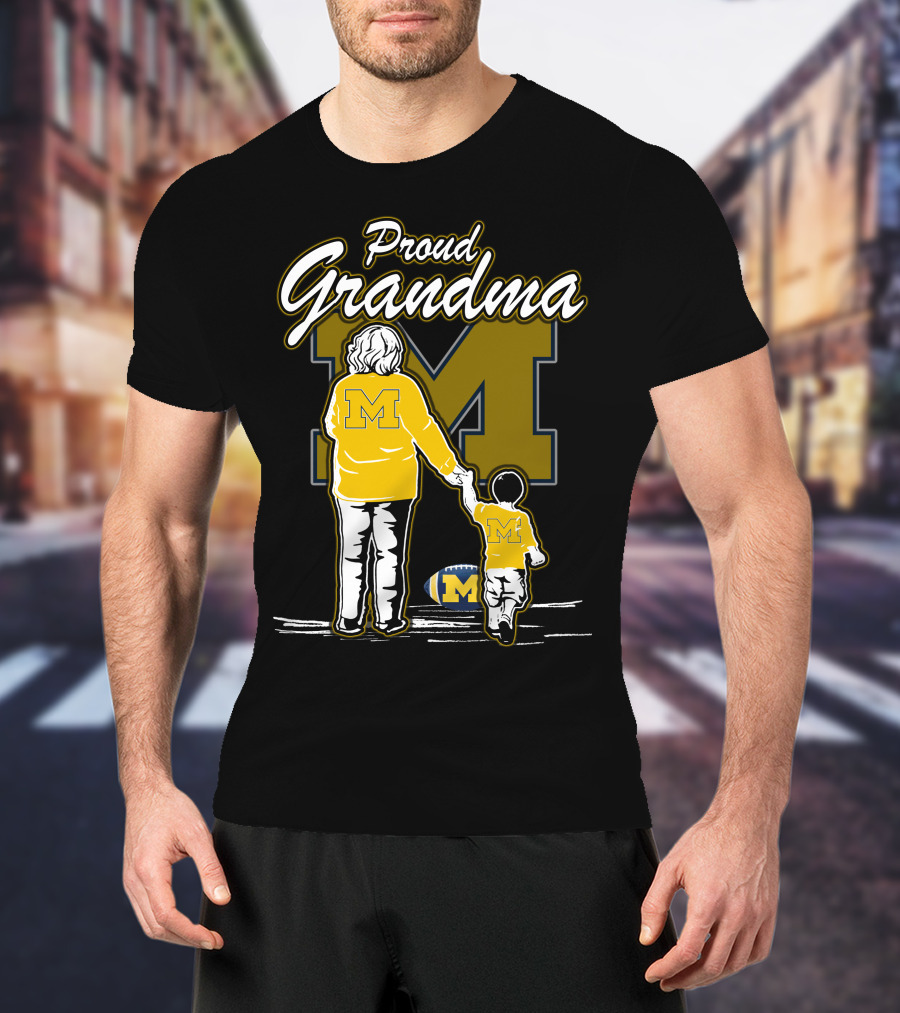 Proud Grandma Michigan Wolverines Football Fan With Large 'M' T-Shirt