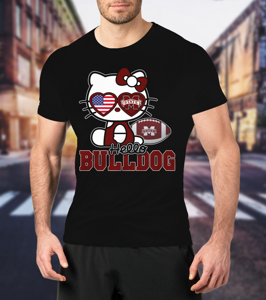 Hellokitty State Bulldogs Football USA Flag T-Shirt