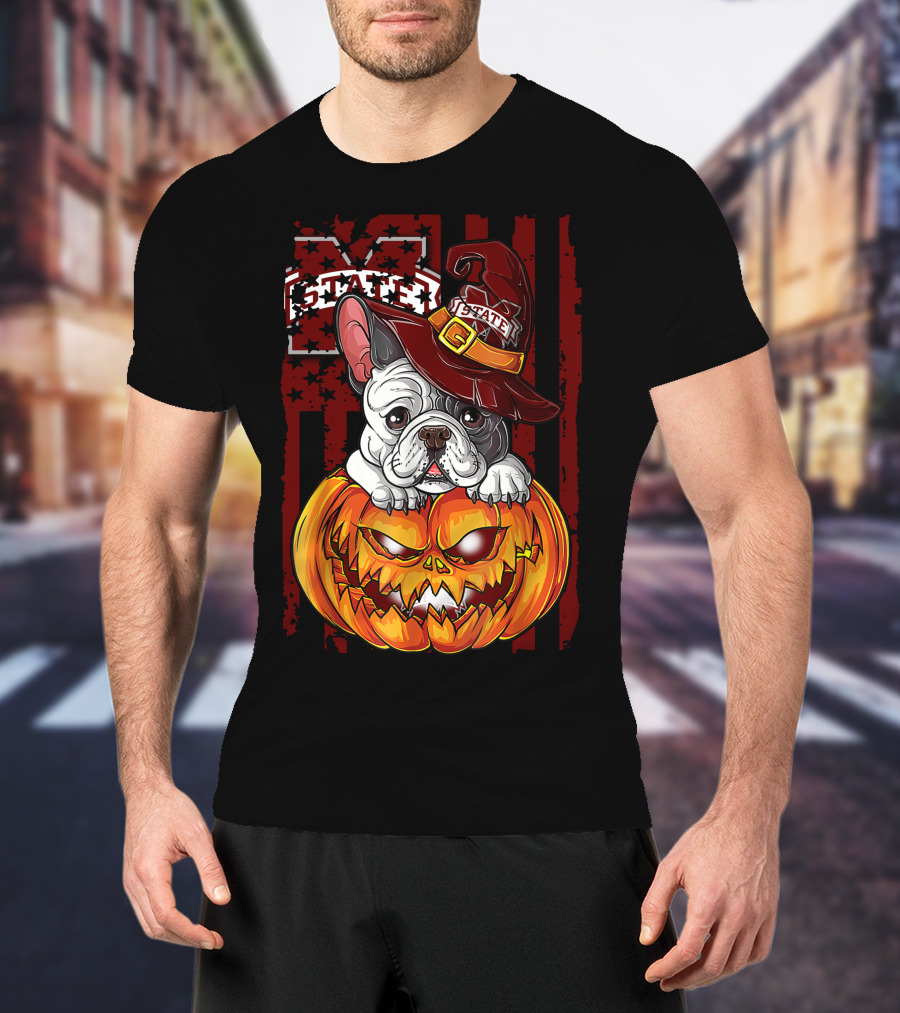 Hlw Bulldog Mississippi State Bulldogs Halloween Pumpkin Wizard Hat T-Shirt