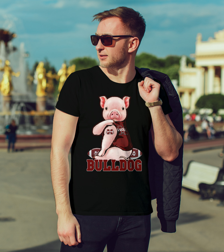 Mississippi State Bulldogs Pig With Football And Team T-Shirt
