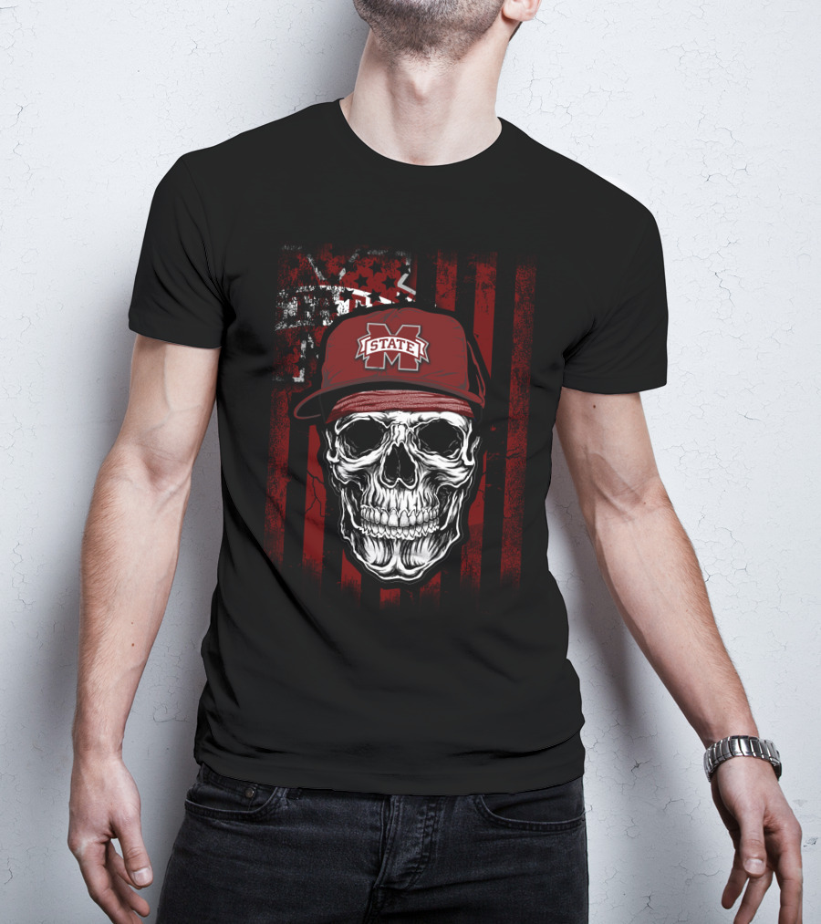 Mississippi State Bulldogs Skull With Cap T-Shirt