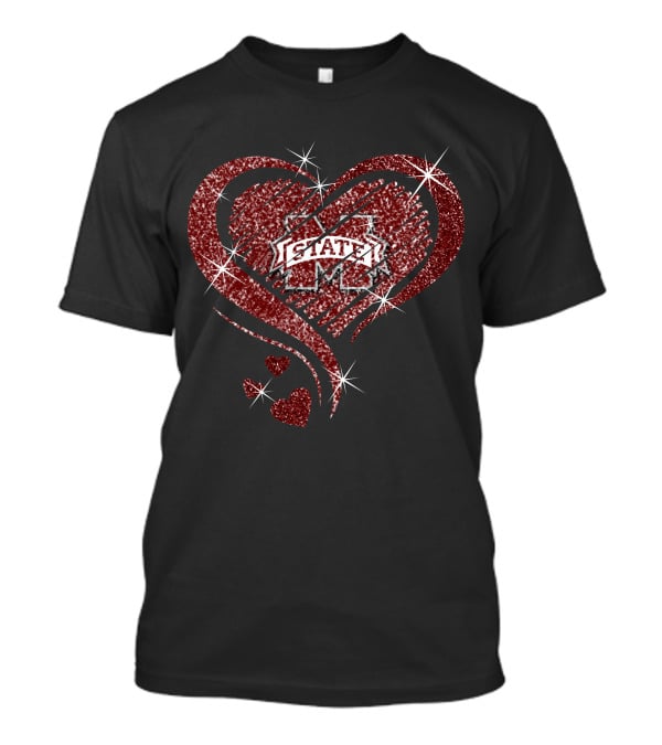 Mississippi State Bulldogs Glitter Heart T-Shirt