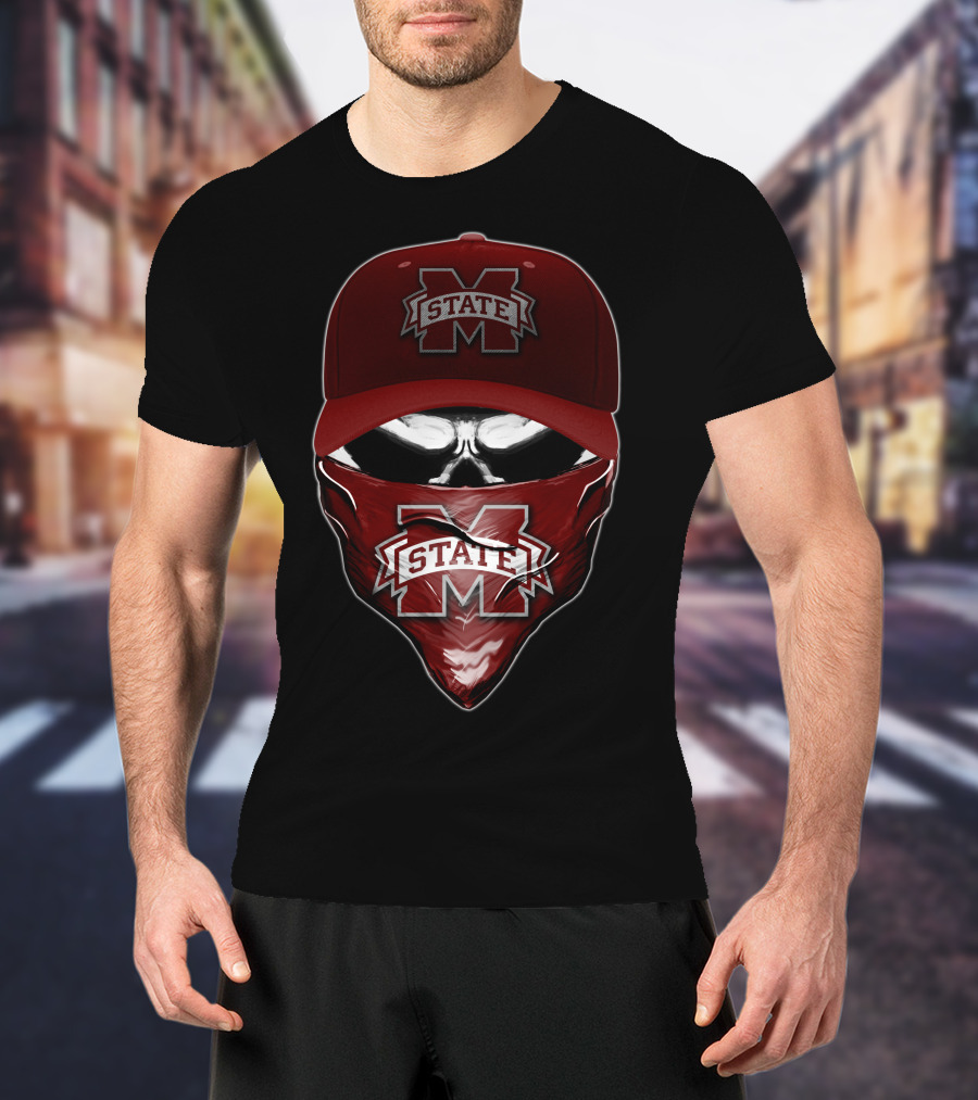 Skull Mississippi State Bulldogs Bandana And Hat T-Shirt