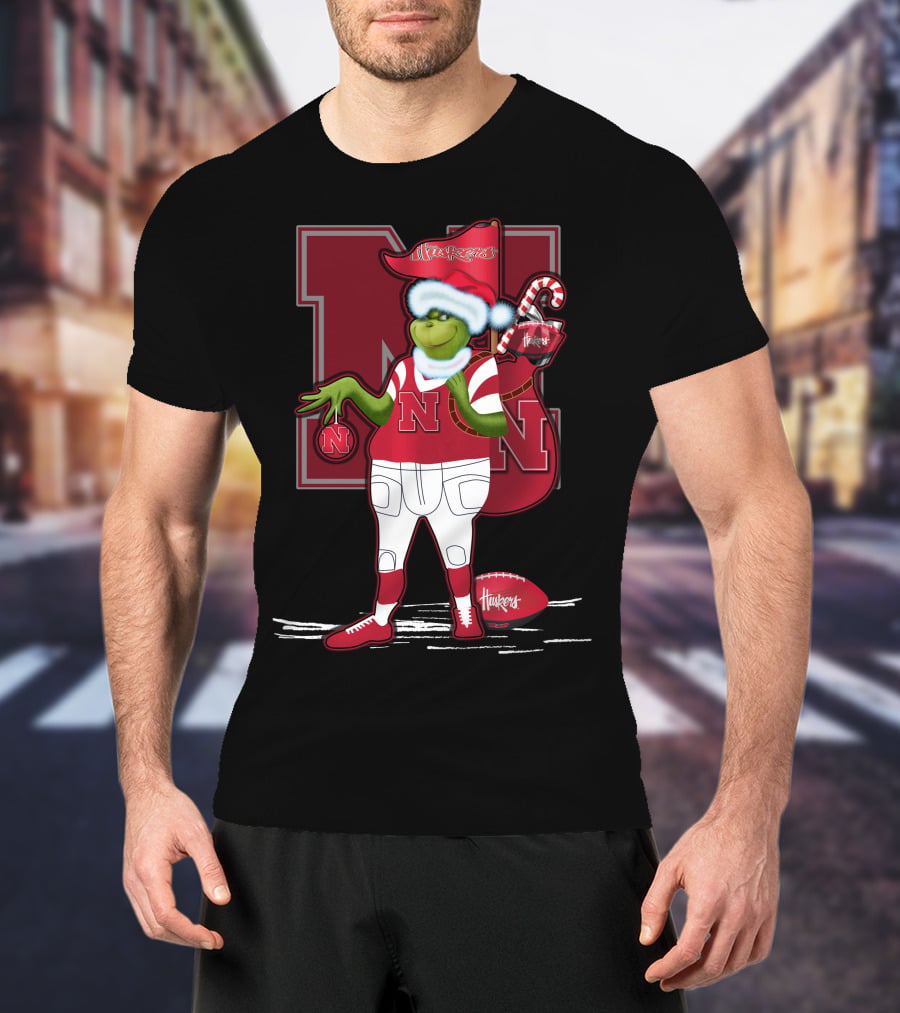 Grinchxmas Nebraska Cornhuskers Festive Football T-Shirt