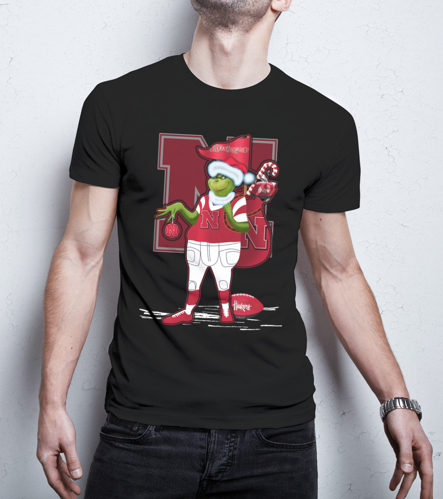 Grinchxmas Nebraska Cornhuskers Festive Football T-Shirt