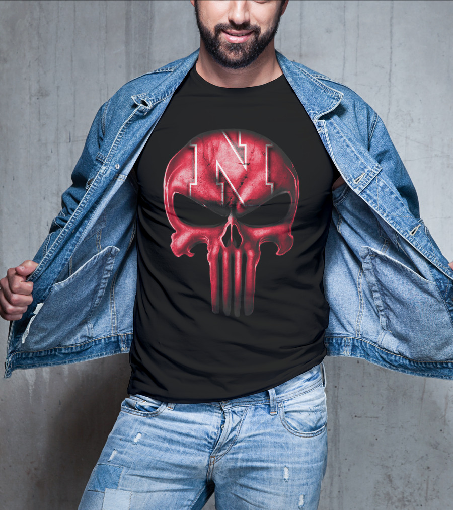 Skull Punisher Logo Nebraska Cornhuskers N T-Shirt