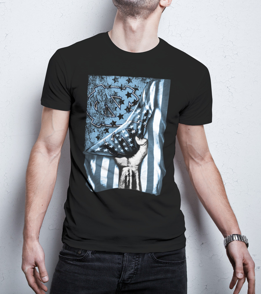 North Carolina UNC Tar Heels American Flag Fist Gesture T-Shirt
