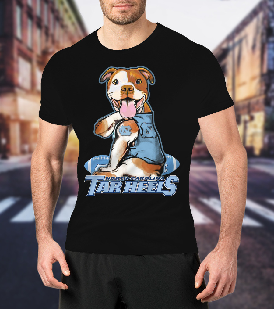 North Carolina Tar Heels Pittbull With Football T-Shirt