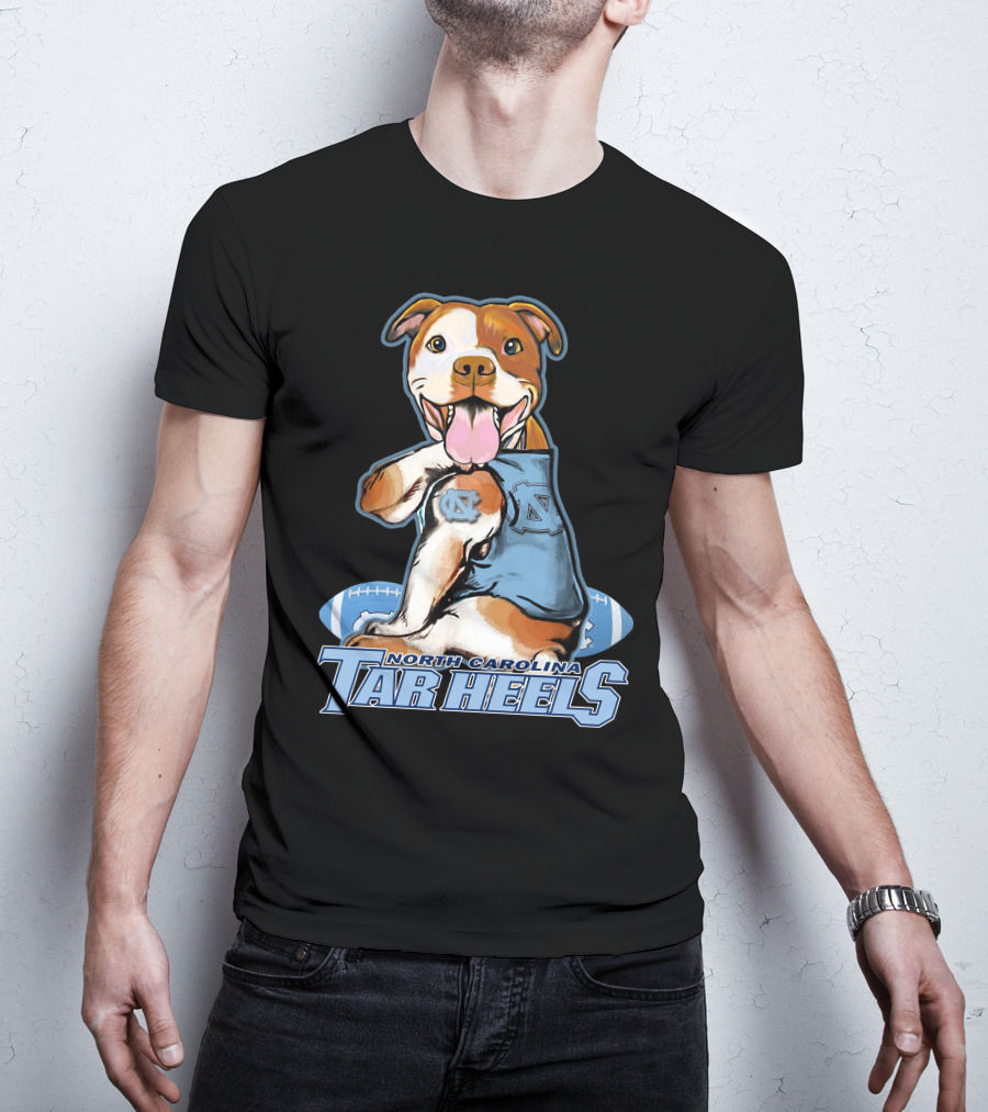 North Carolina Tar Heels Pittbull With Football T-Shirt