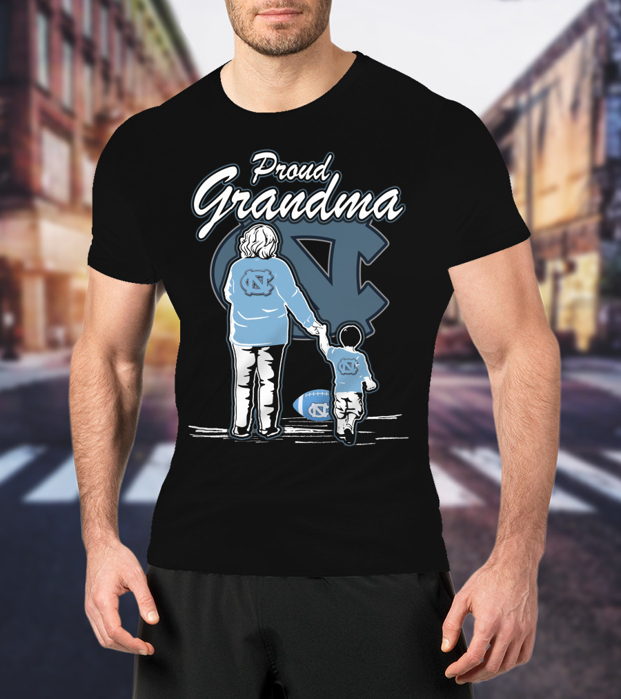 Proud Grandma North Carolina Tar Heels Football Family Connection T-Shirt