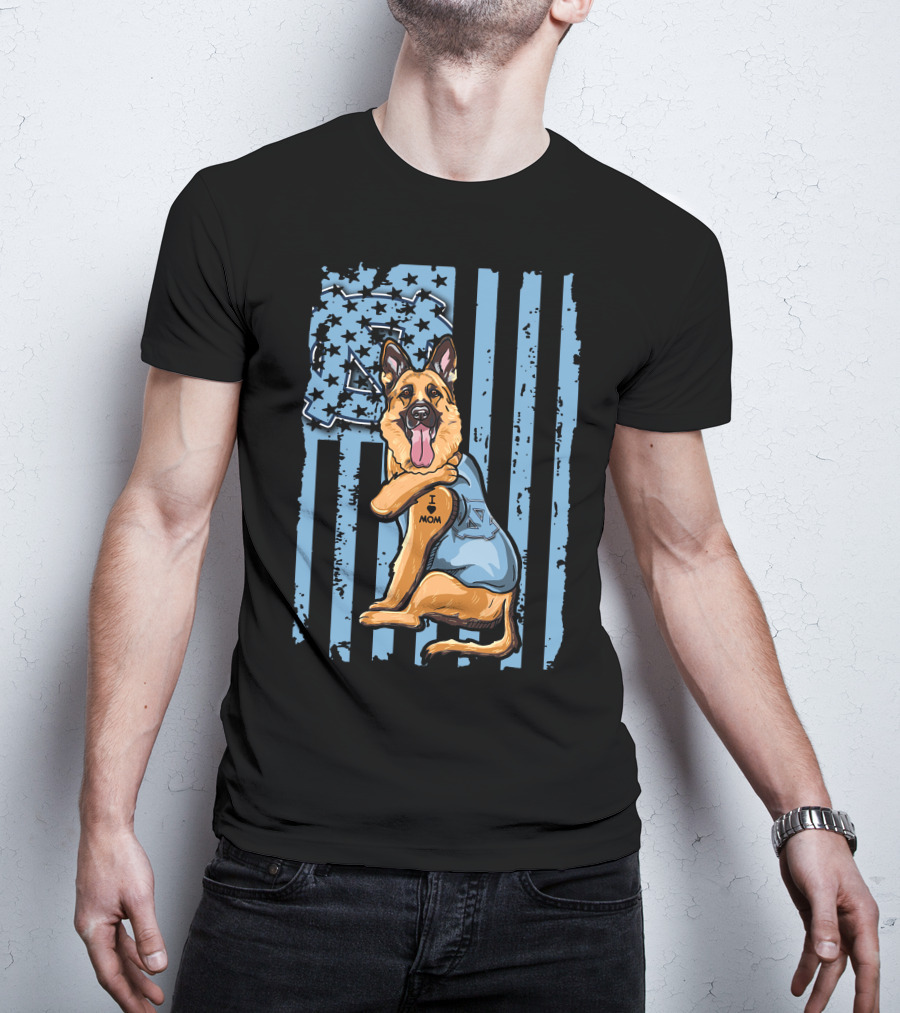 German Shepherd I Love Mom North Carolina Tar Heels T-Shirt