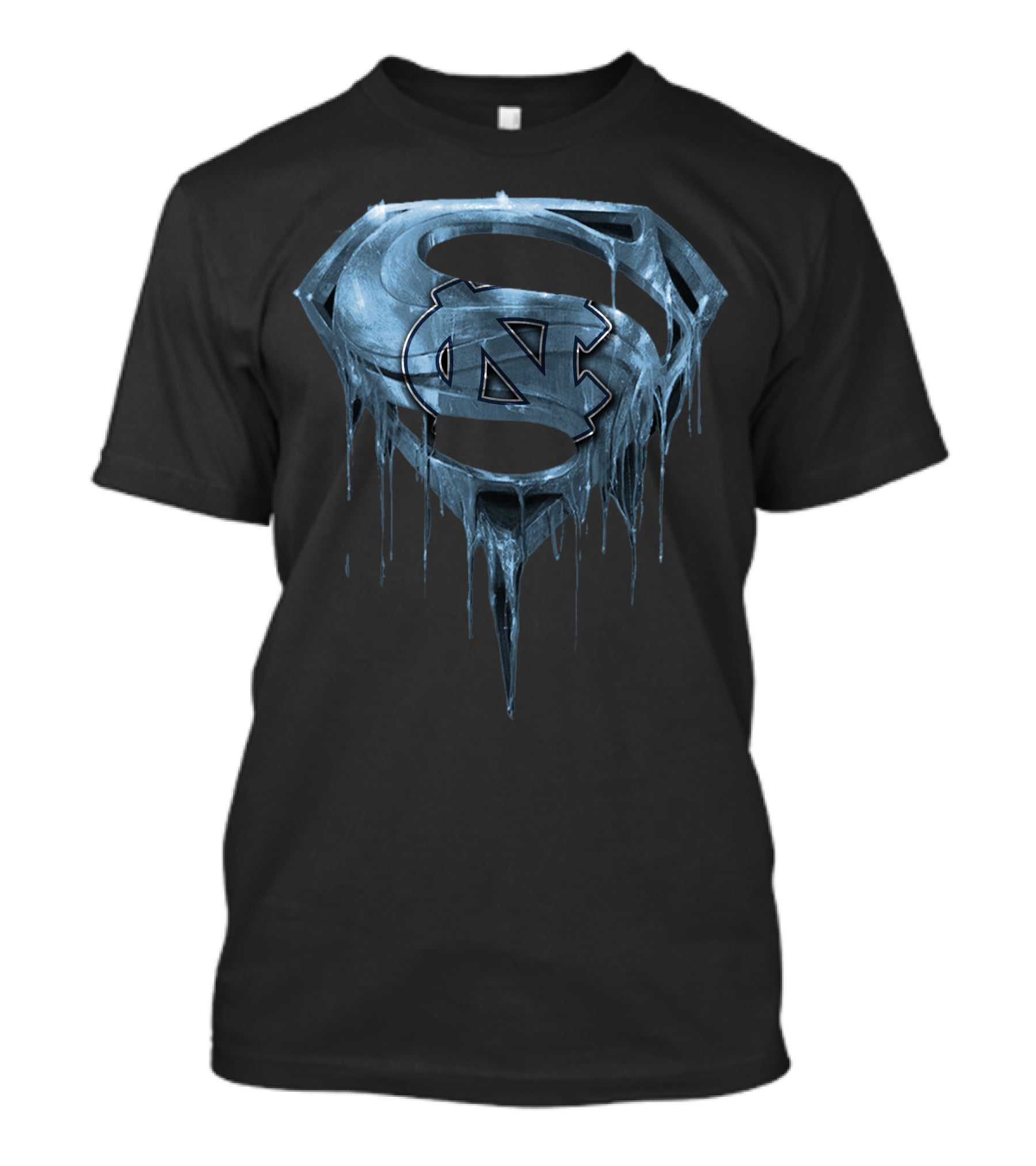 North Carolina Tar Heels Ice Blue Superman Logo Spm T-Shirt