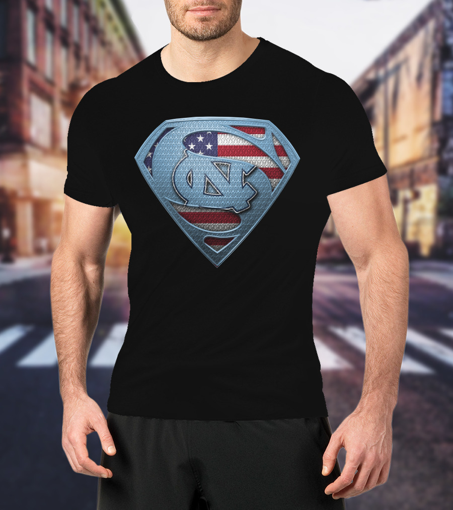 North Carolina Tar Heels American Flag Superhero T-Shirt