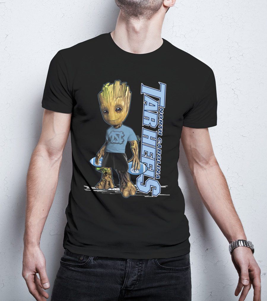Groot North Carolina Tar Heels Basketball Fan With UNC T-Shirt