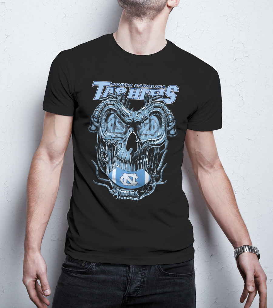 Dragonskull North Carolina Tar Heels Skull Football T-Shirt