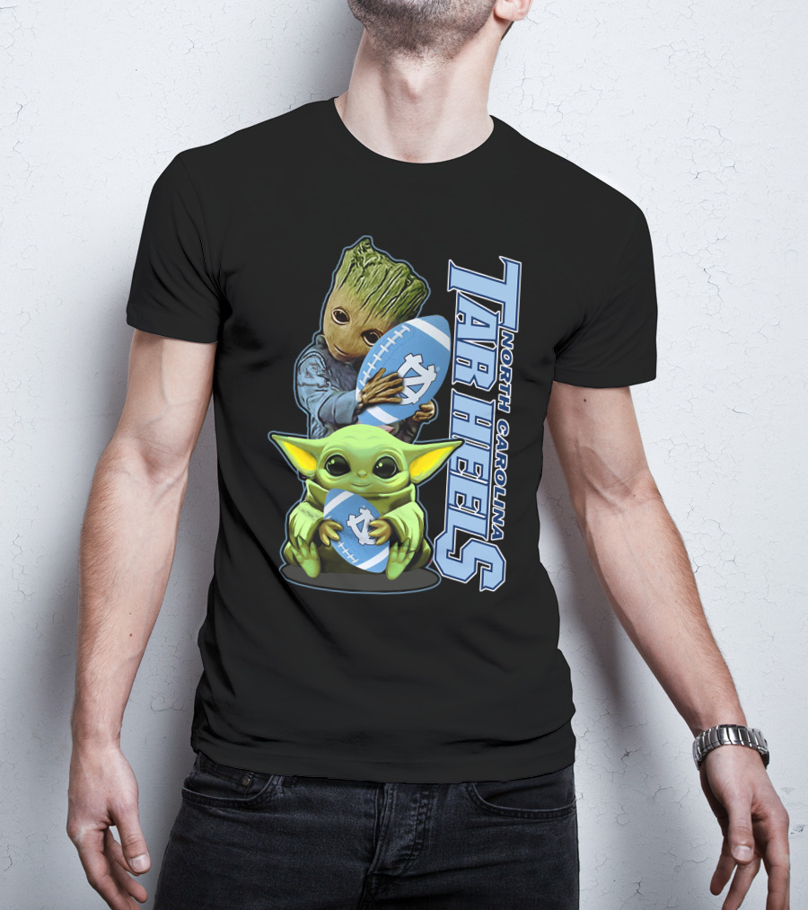 Grzd Baby Alien Groot Holding North Carolina Tar Heels Football T-Shirt