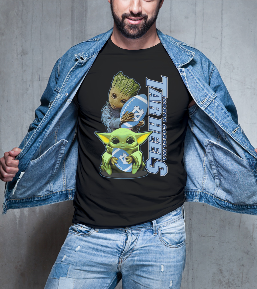Grzd Baby Alien Groot Holding North Carolina Tar Heels Football T-Shirt