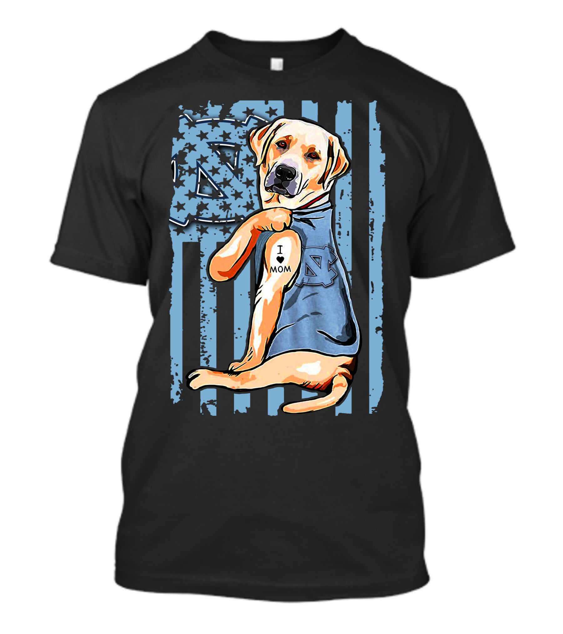 Labrador Retriever I Love Mom North Carolina Tar Heels T-Shirt