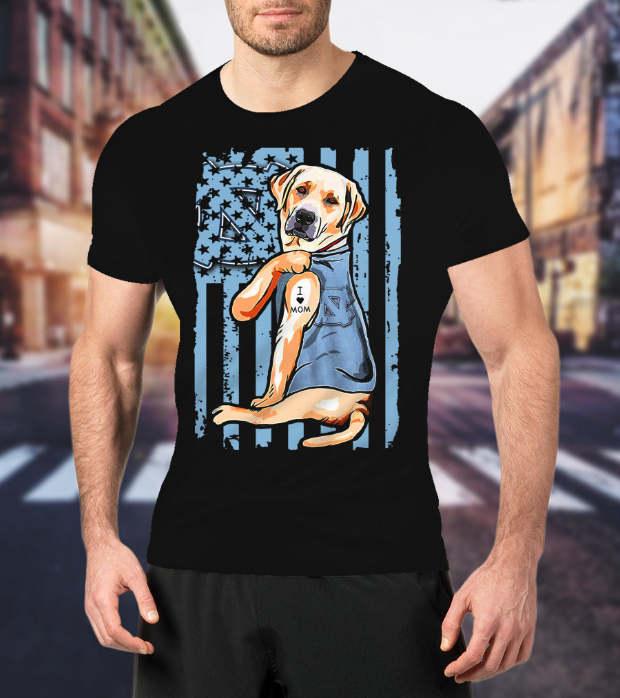 Labrador Retriever I Love Mom North Carolina Tar Heels T-Shirt