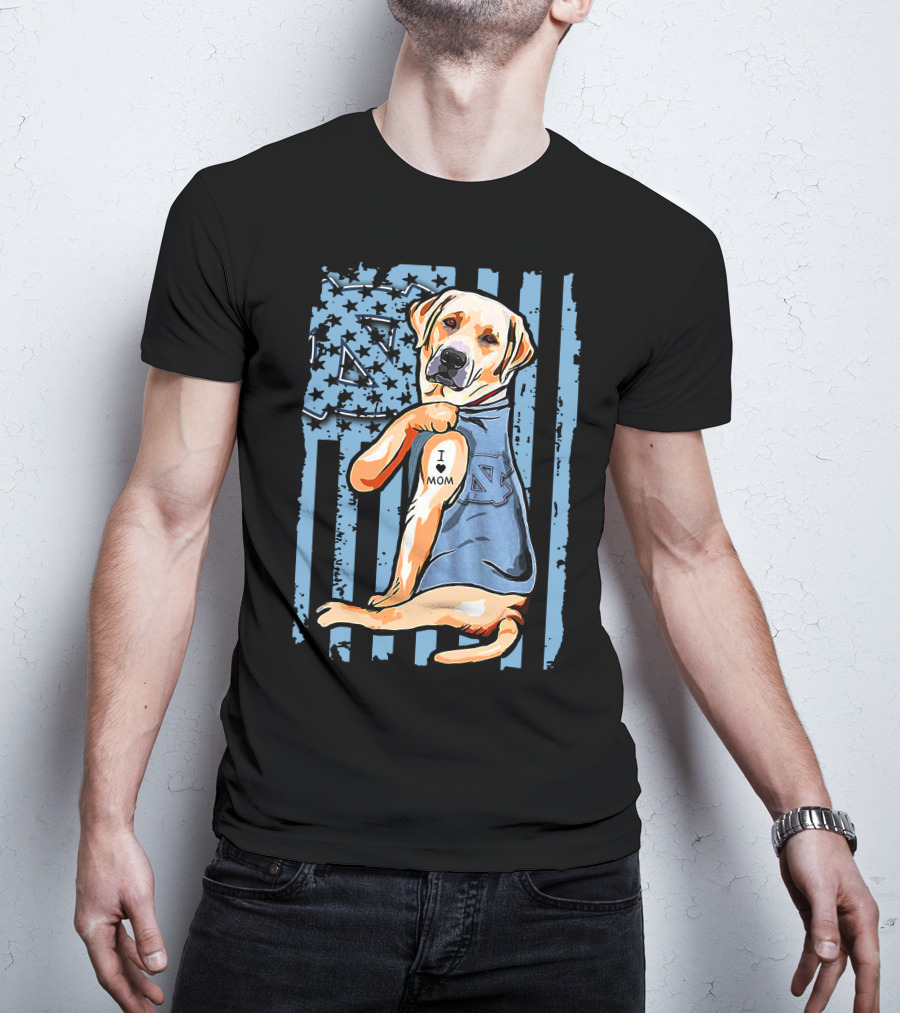 Labrador Retriever I Love Mom North Carolina Tar Heels T-Shirt