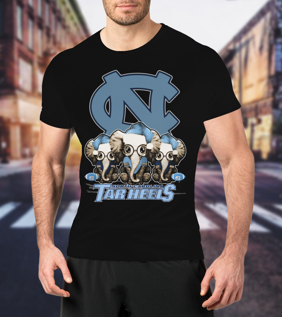 Elephan Xmas North Carolina Tar Heels Holiday Cheer T-Shirt
