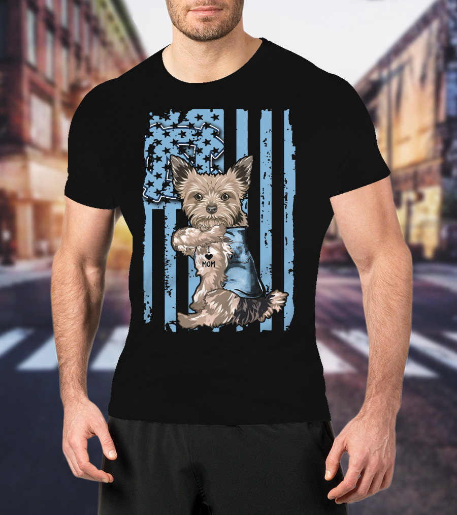 Yorkshire Terrier I Heart Mom North Carolina Tar Heels T-Shirt