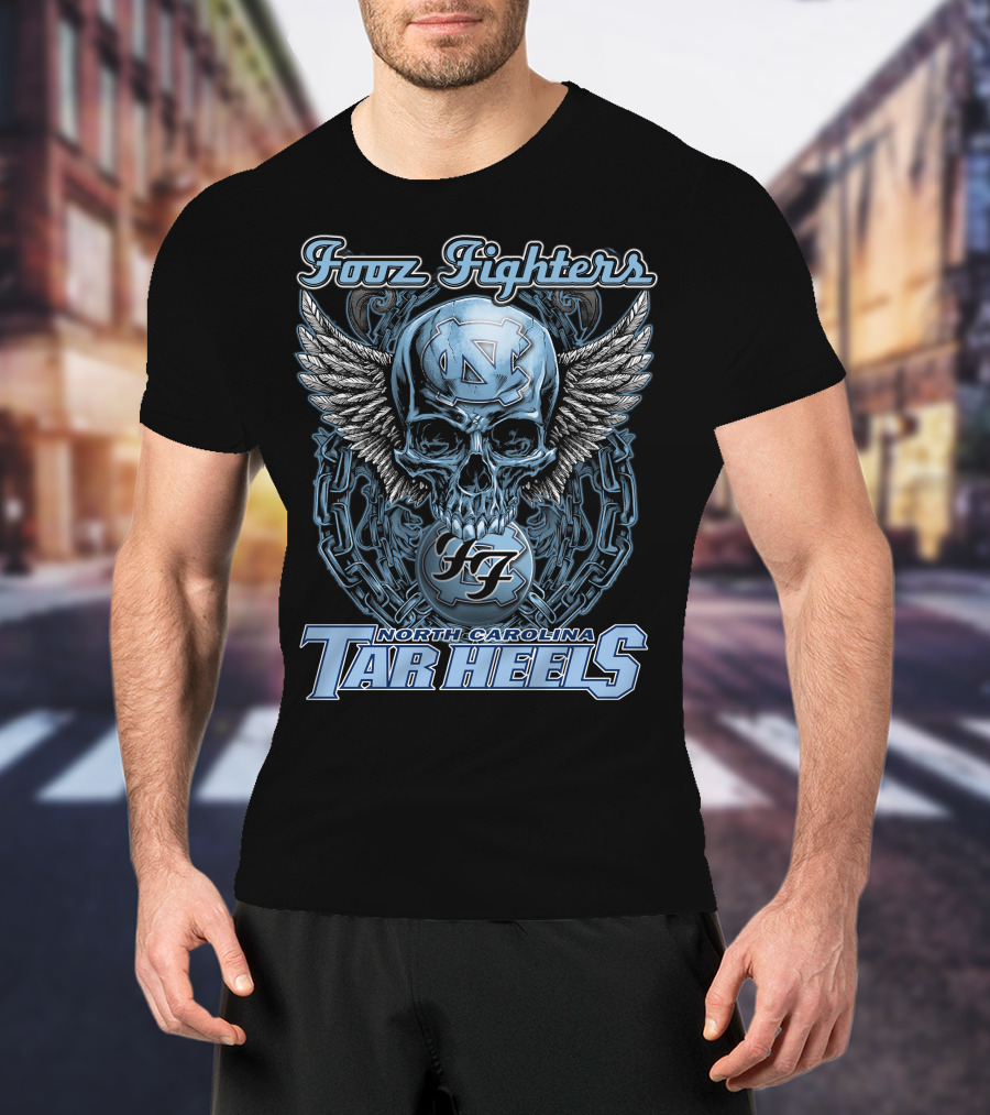 Foo Fighters North Carolina Tar Heels Skull Wings T-Shirt